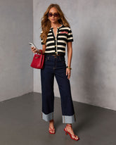 Jadore You Contrast Stripe Knit Sweater