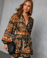 Autumn Aura Belted Mini Dress