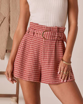 For The Record Houndstooth Belted Shorts