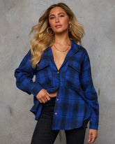 Petaluma Cotton Blend Plaid Button Down Top