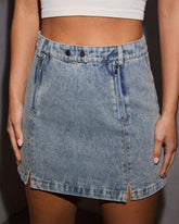 Arlin Zipper Accent Denim Mini Skirt