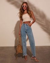 Mandy High Rise Stretch Frayed Relaxed Denim