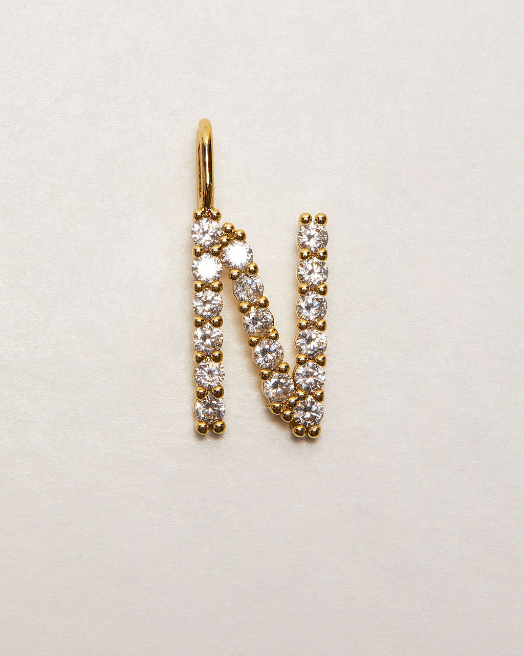 Initial Letter 14k Plated Rhinestone Charm