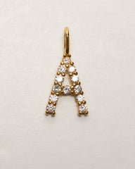 Initial Letter 14k Plated Rhinestone Charm