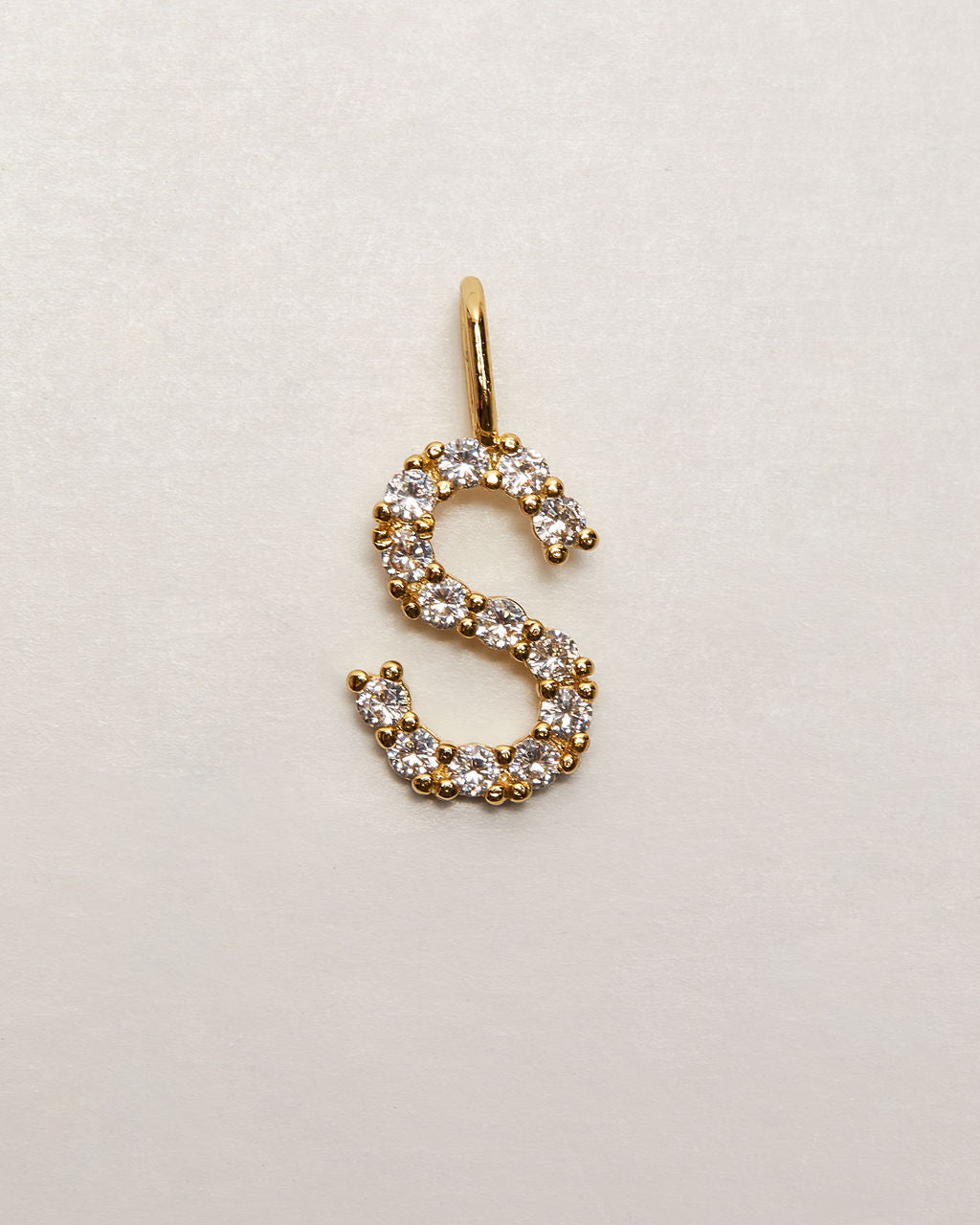 Initial Letter 14k Plated Rhinestone Charm