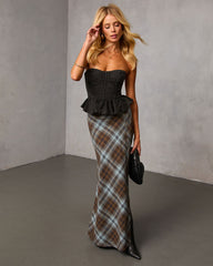 Agnis Denim Peplum Top
