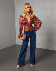 Afterglow Guest Printed Plisse Top