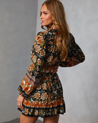 Autumn Aura Belted Mini Dress