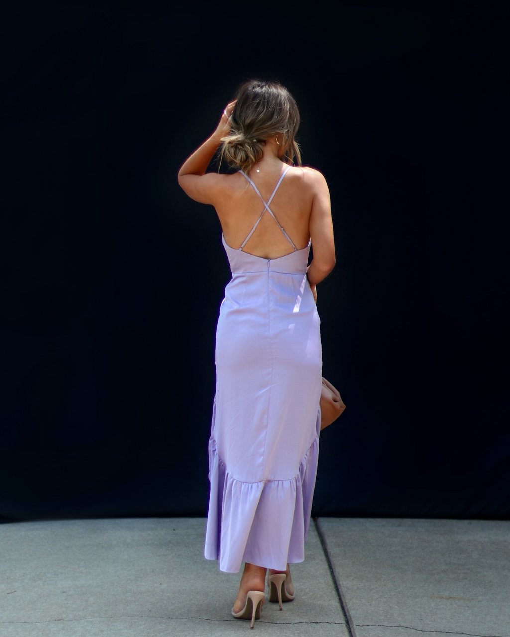 Lissell Satin High Low Midi Dress