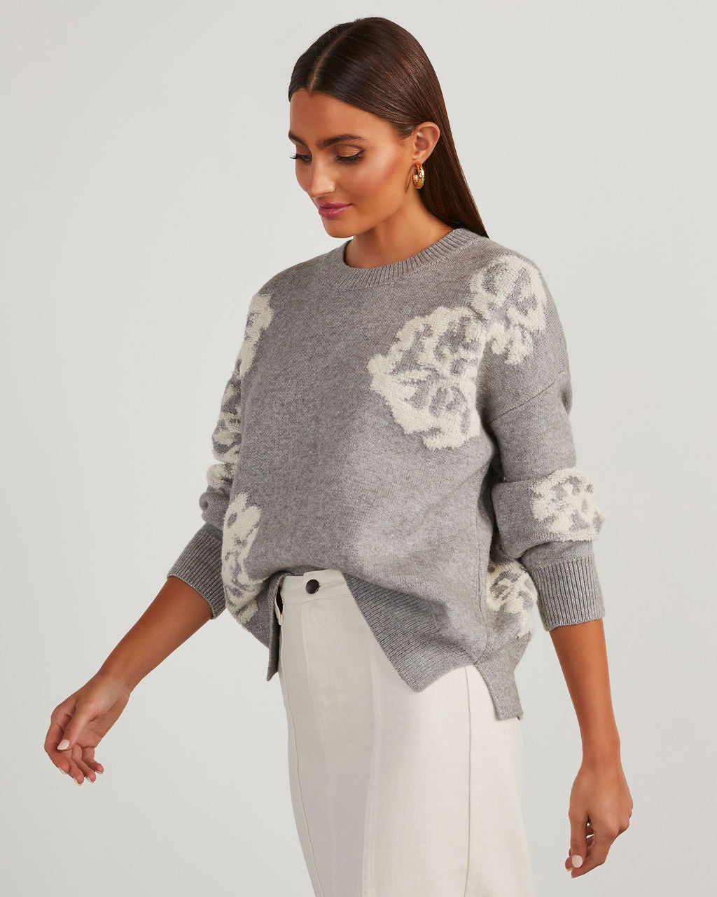 Copeland Floral Contrast Pullover Sweater