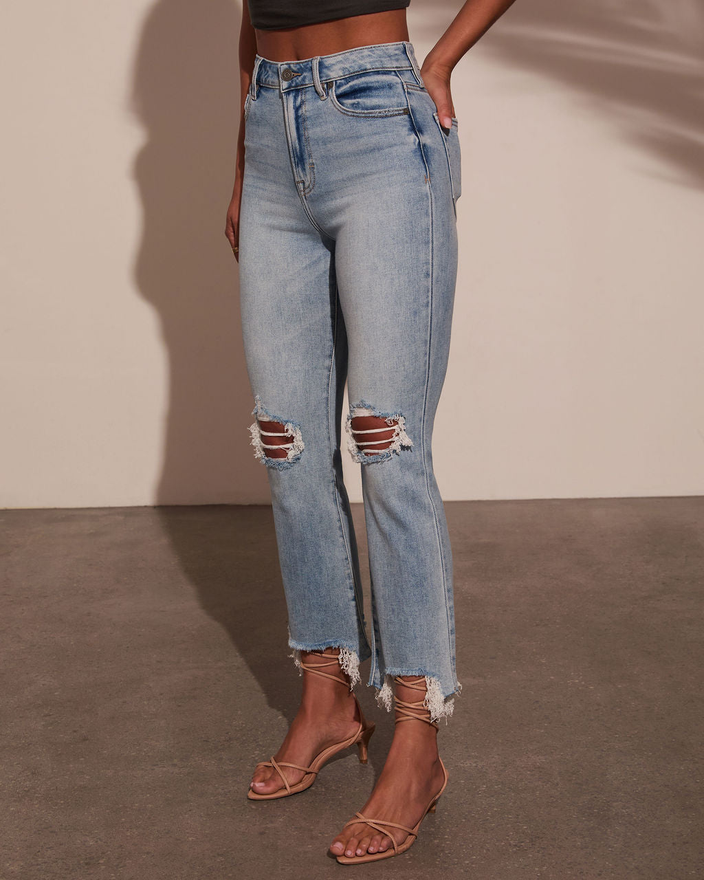 Cosmia Super Stretch High Rise Distressed Denim