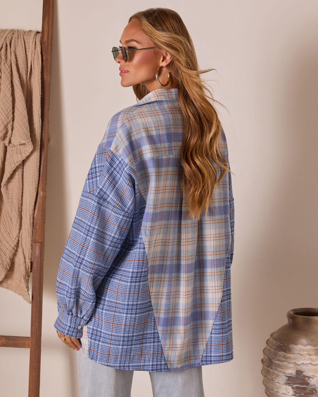 Axton Oversized Plaid Button Down Top