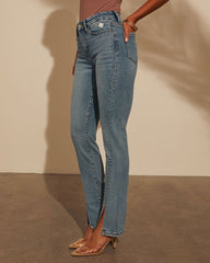 Jennings Super Stretch Split Hem Straight Jeans
