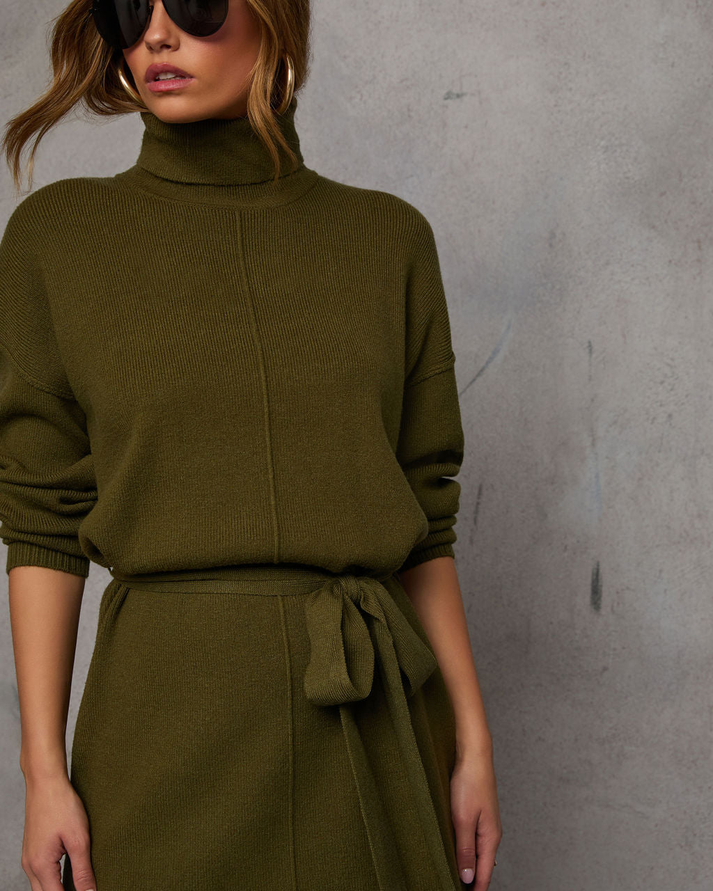 Marsella Tie Waist Mini Sweater Dress