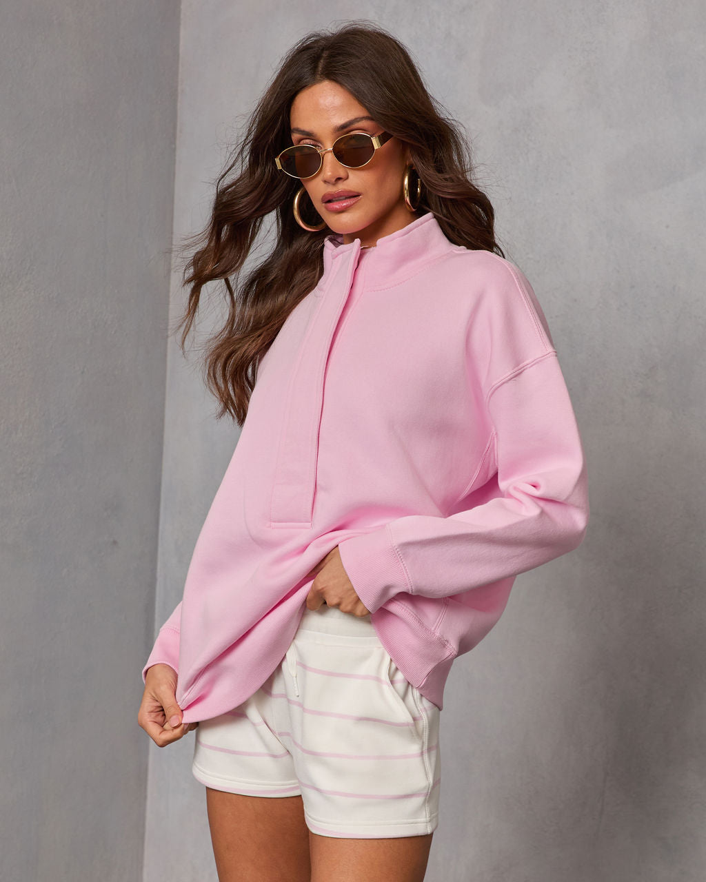 Cloud Kiss Partial Button Sweatshirt
