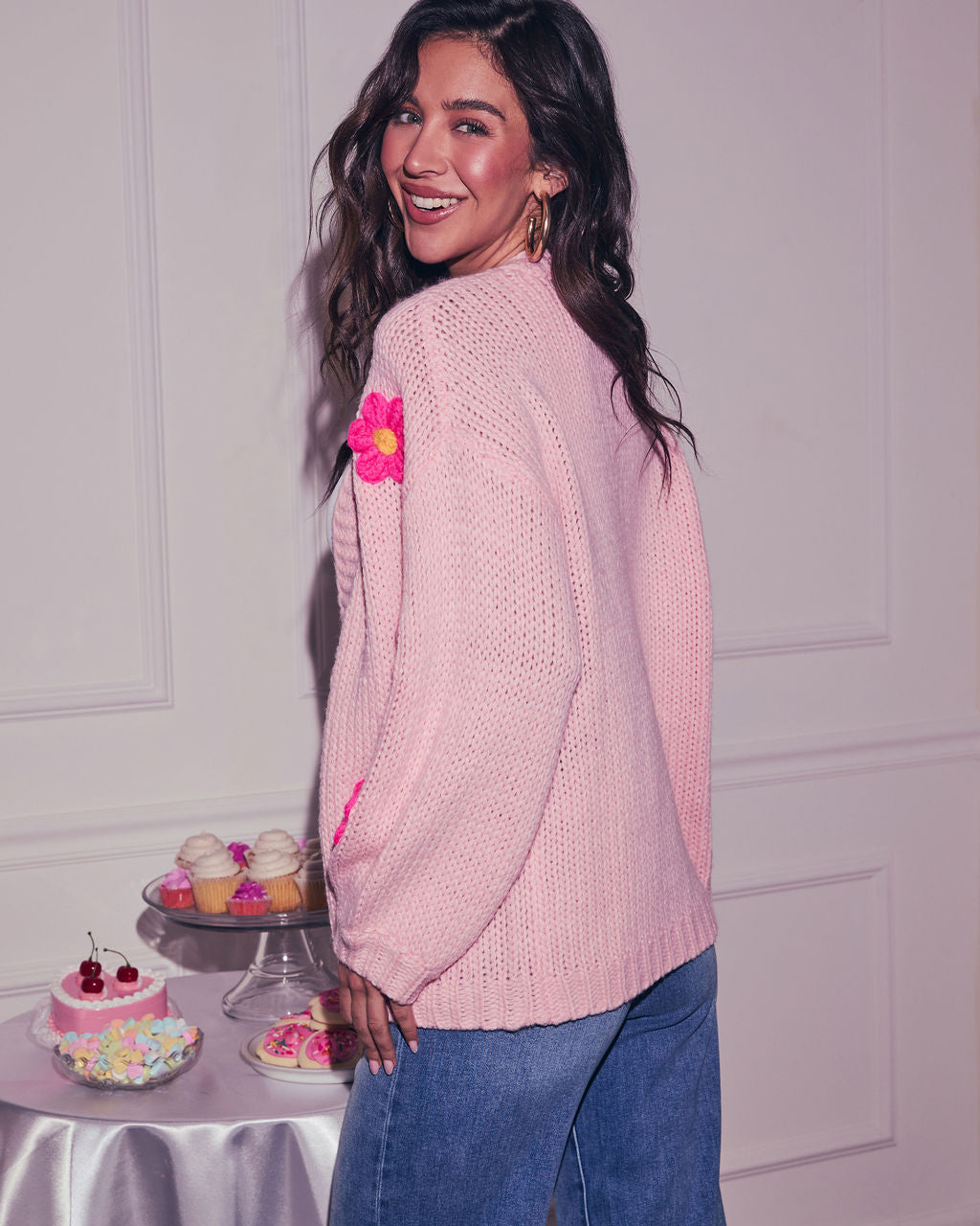 Fallen Daisy Oversized Knit Cardigan