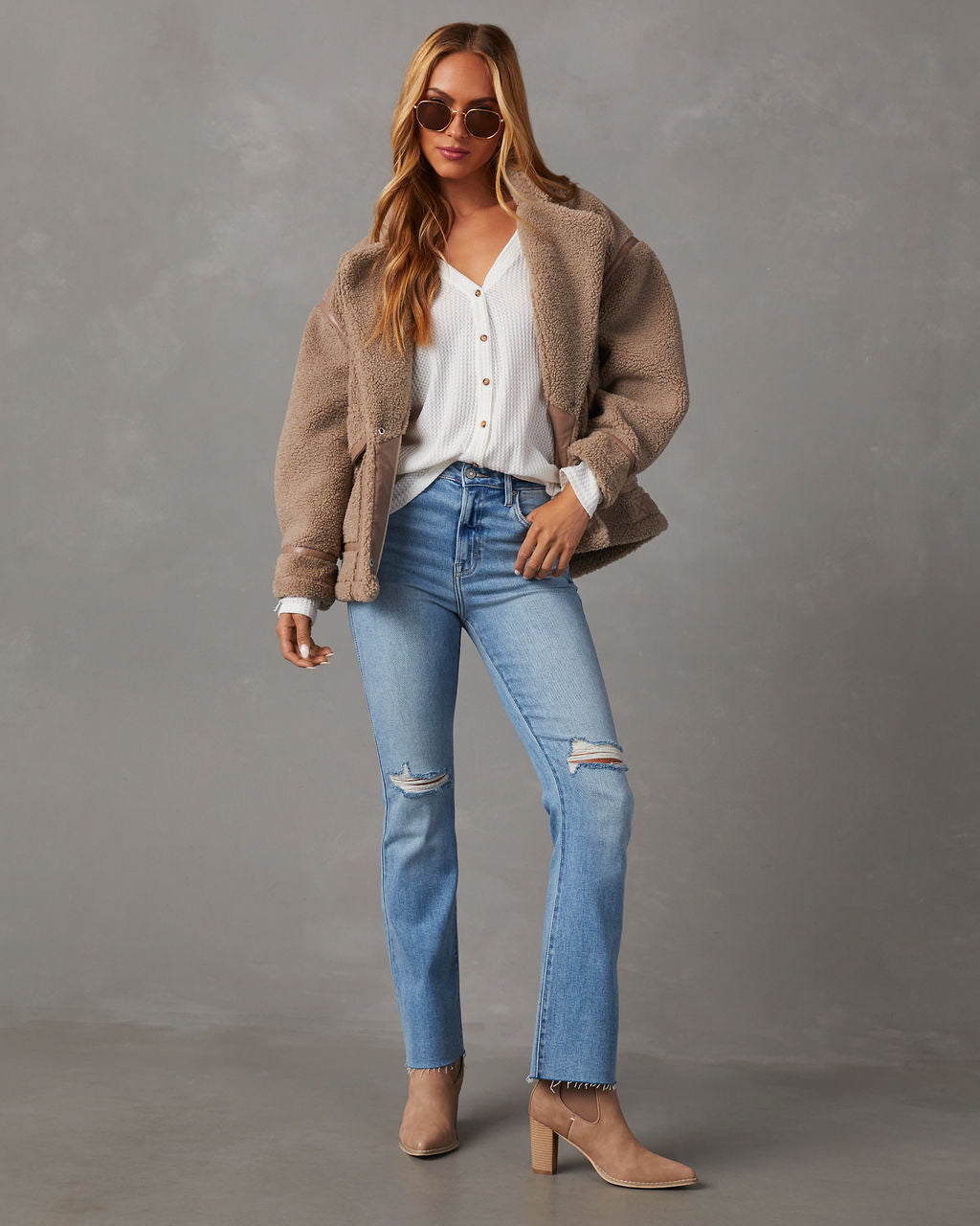 Auggie Super Stretch High Rise Distressed Flare Jeans