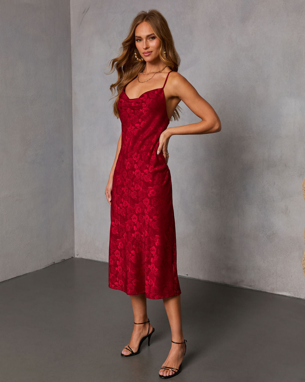 Cool Bloom Floral Jacquard Midi Dress