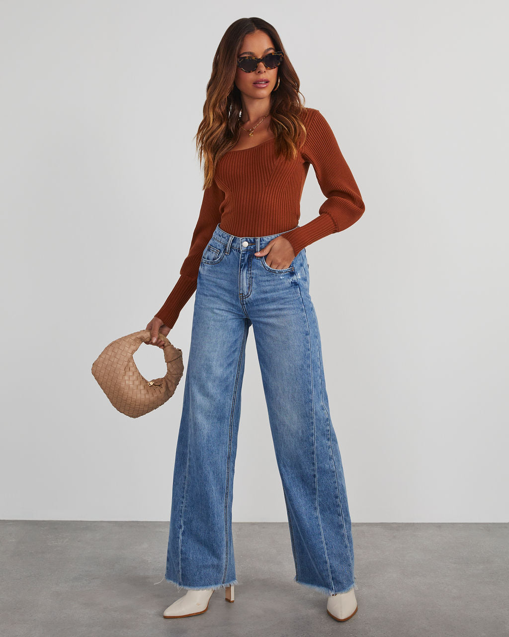 Keller Balloon Sleeve Ribbed Sweater