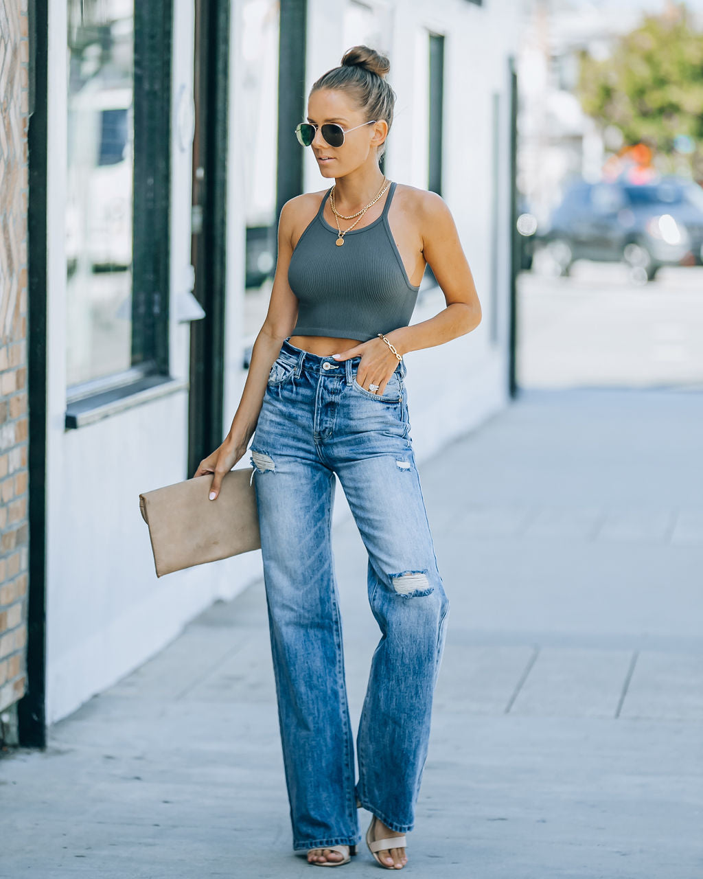 Warren High Rise Distressed 90'S Flare Denim