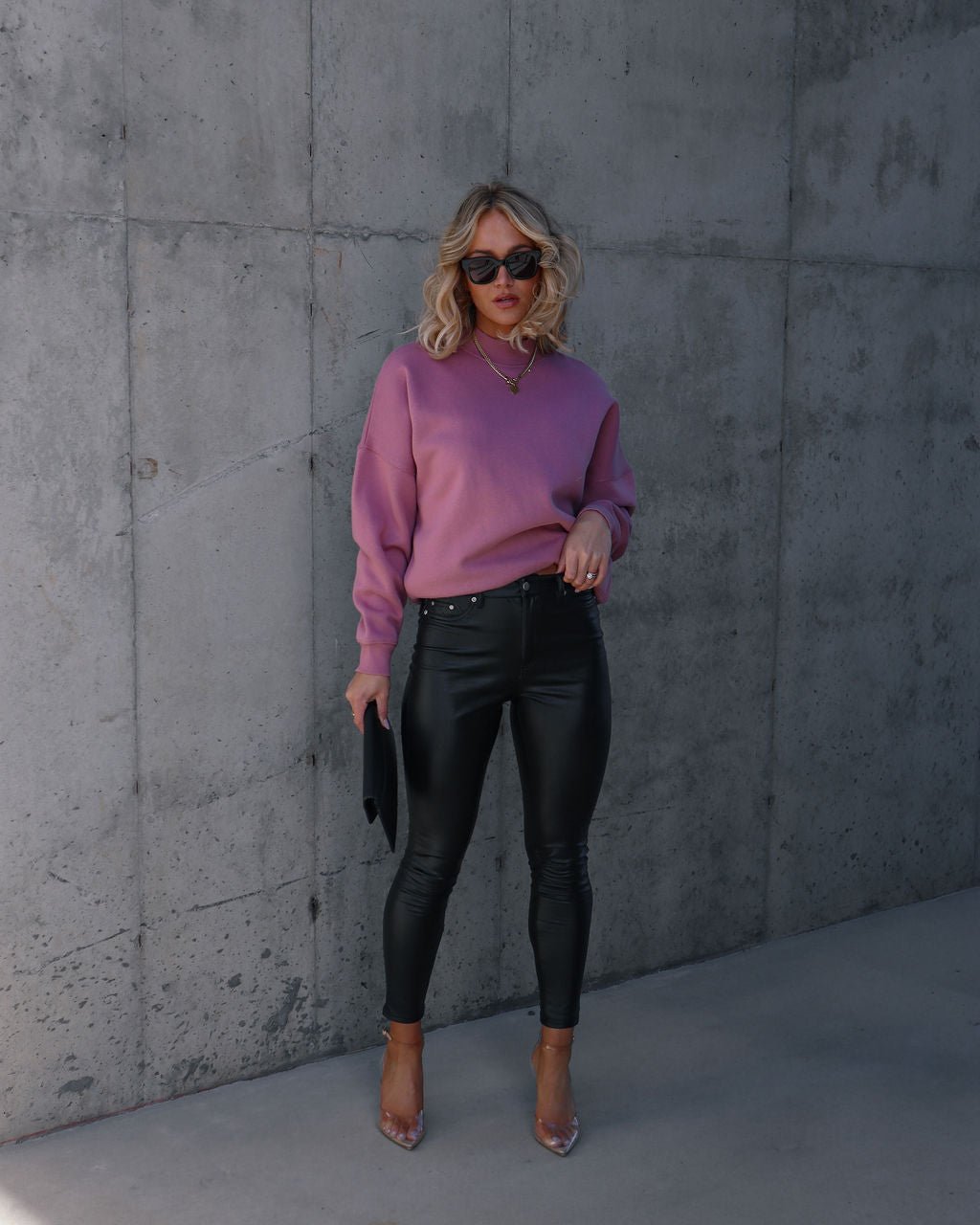 Woah Pocketed Cotton Blend Mock Neck Sweatshirt