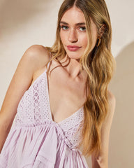 Cordo Eyelet Ruffle Hem Top
