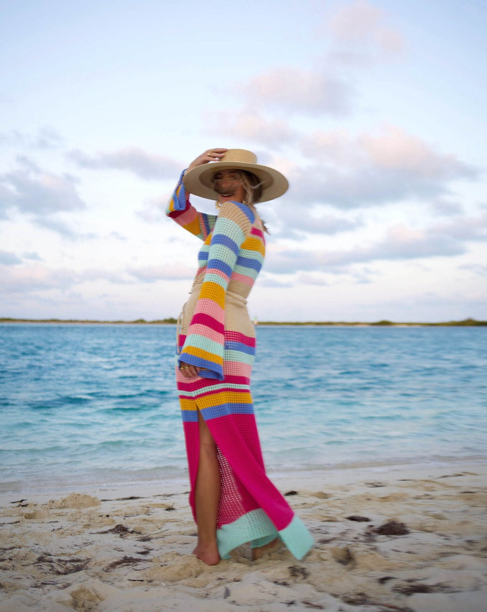 By The Sea Crochet Maxi Cover Up Dress