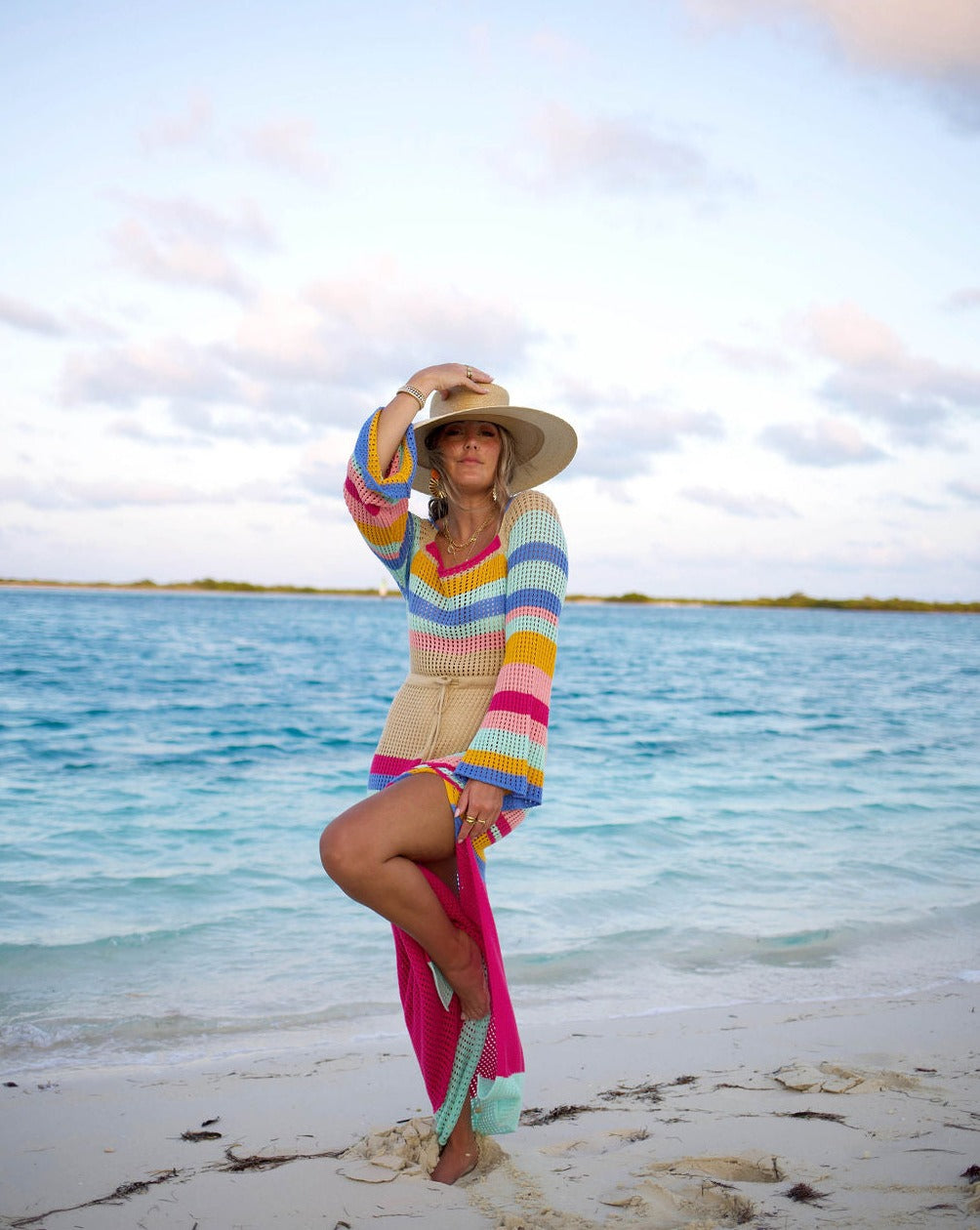 By The Sea Crochet Maxi Cover Up Dress